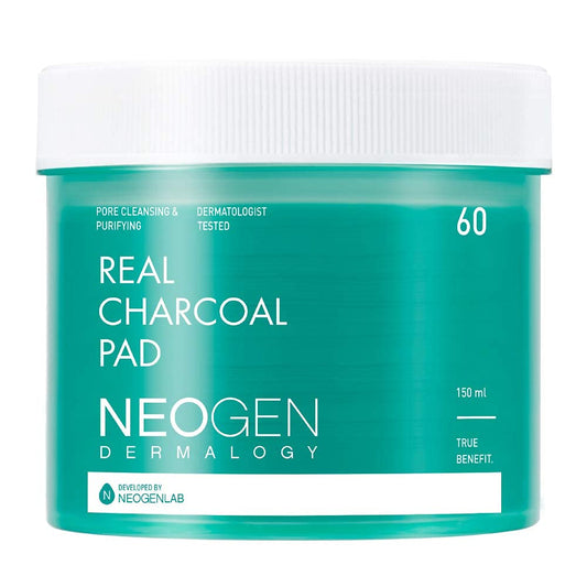 DERMALOGY by NEOGENLAB Real Charcoal Pad (60 pads) - Daily Deep Pore Facial Cleansing Pads with PHA, LHA & Charcoal for Normal & Oily Skin & Dry Skin - Korean Skin Care