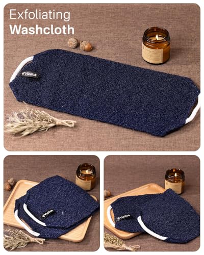 Exfoliating Washcloth with Handles - Back Scrubber for Shower