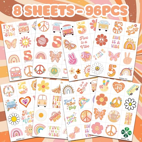 96 PCS Five Is A Vibe Temporary Tattoos - 5th Birthday Party Favors
