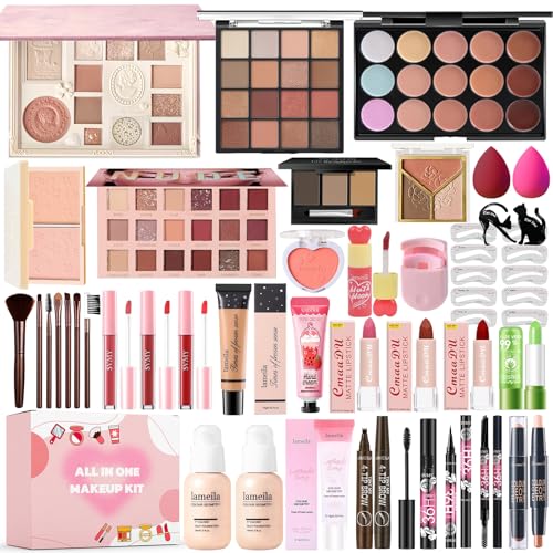 Geyomi All-in-One Makeup Kit for Women with Eyeshadow, Foundation, Lipsticks & Brushes