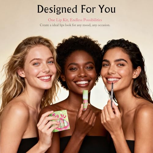 Hydrating Lip Oil & Liner Set - 4 Colors, High Shine