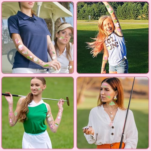 Pink Golf Temporary Tattoos - 96 Stickers Party Favors