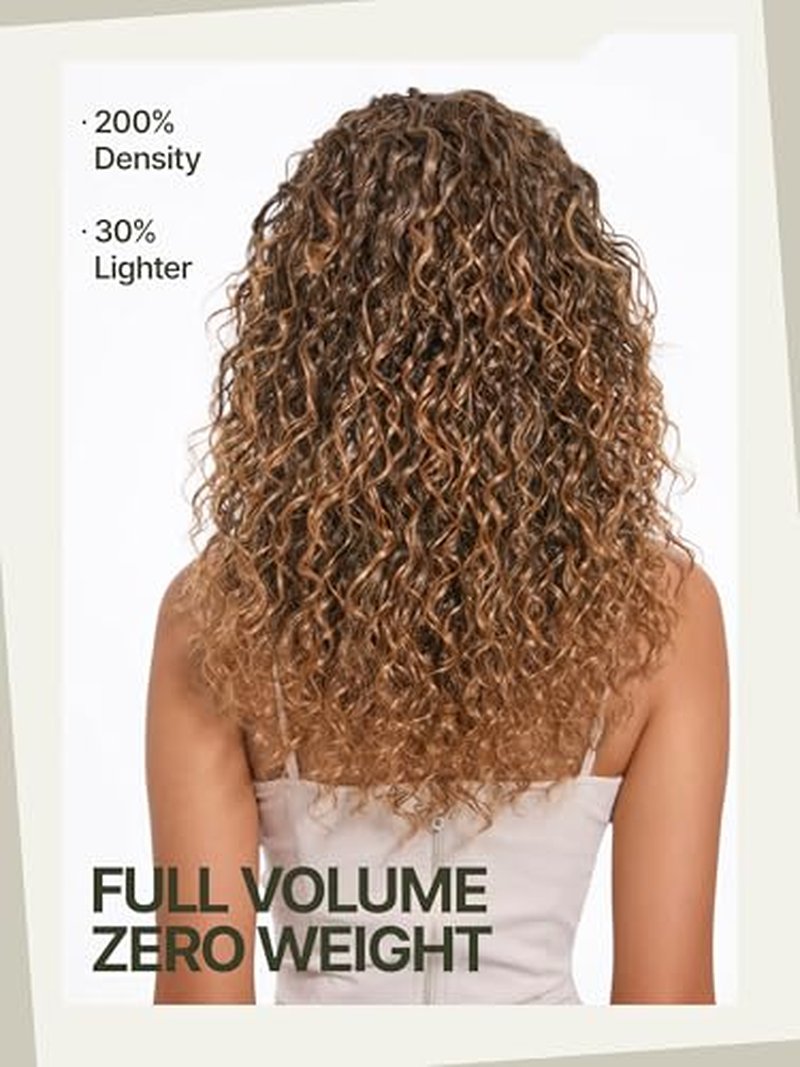 Frodio 20-Inch Curly Wig with Bangs - 200% Density Glueless Brown
