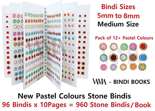 VAMA 960 Bindi Book - Pastel Multicolor Crystal Stone Stickers