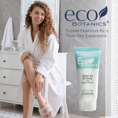 Travel Size Hotel Lotion 20 Count 0.85 oz Bottles Guest Amenities | Vacation Rentals and Short Term Rentals Paraben Free White Tea Scent Infused with Aloe Honey and Olive Oil by Eco Botanics