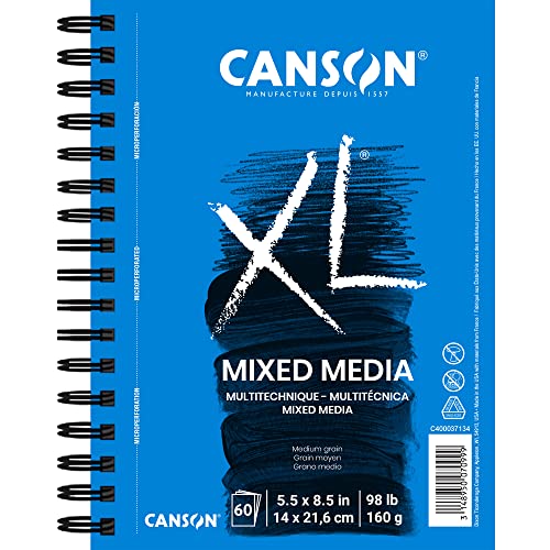 Canson XL Series Mixed Media Pad 60 Sheets with Watercolor Paper Pad 30 Sheets, 7x10 inches