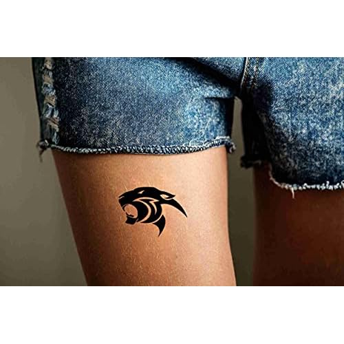 6 Sheets Temporary Tattoos Panther Tattoo Temporary Tattoo Neck Arm Chest for Women Men Adults