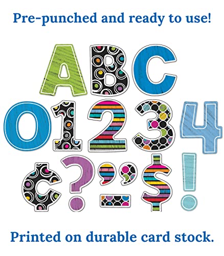 Carson Dellosa 219-Piece 4 Inch Colorful Chalkboard Cutout Letters for Bulletin Boards, Numbers, Punctuation & Symbols, Multi-Pattern Bulletin Board Letters, Classroom Letters for Bulletin Board