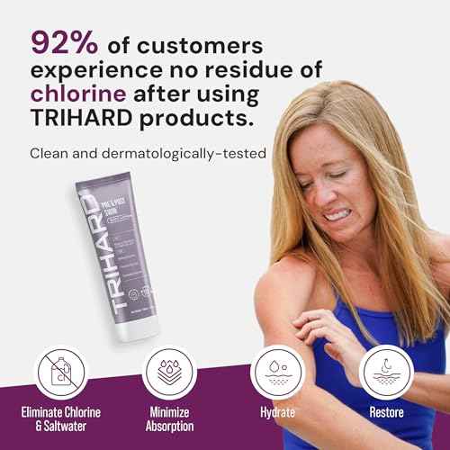 TRIHARD Chlorine Defense Body Lotion for Swimmers, Protects and Hydrates Sensitive Skin from Pool and Ocean, Pre and Post Swim Chlorine Protection from Hard Water and Chemicals (Pack of 2)