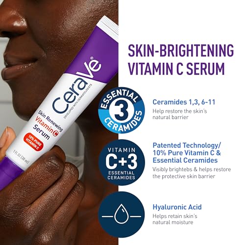 CeraVe Vitamin C Serum & Night Cream Set for Skin Brightening & Anti-Aging
