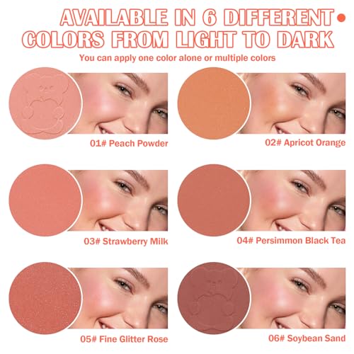 6-Color Blush & Contour Palette with Highlighter and Brush