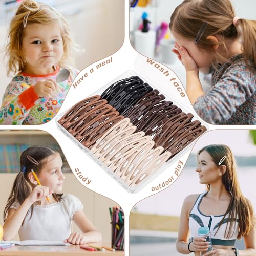 40Pcs Metal Snap Hair Clips Barrettes, 5 Colors