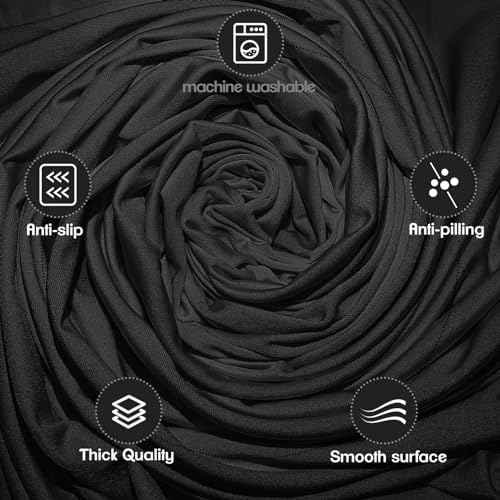 Black Lash Bed Cover Massage Table Cover Protector with Cut-Out for Leg Room, Stretch Rectangular Table Cover for 6FT Eyelash Extension Bed/Spa Bed/Message Bed(Strong Elasticity)