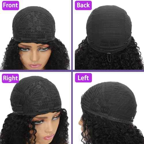 Jerry Curly 3 In 1 Half Wig Human Hair Elastic Drawstring Wear Go Glueless Curly Human Hair Half Wigs Friendly To Beginners 200% Density Natural Hairline Flip Over Wig 26Inch