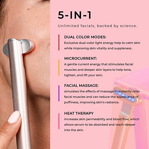 Laduora 5-in-1 Microcurrent Face Wand - Dual Color Therapy