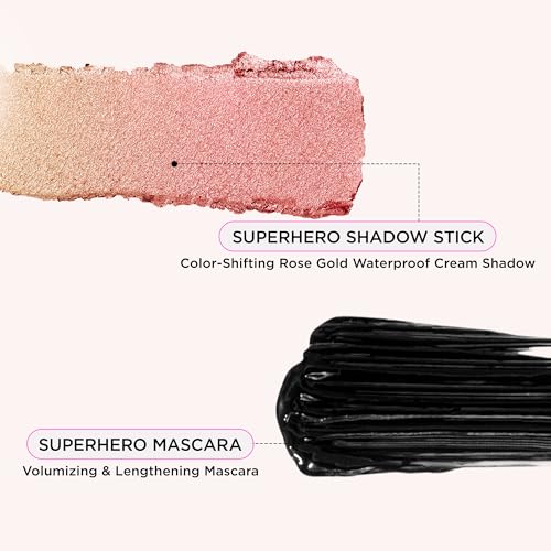 IT Cosmetics Unwrap Glimmering Eyes Mascara & Eyeshadow Stick Makeup Set , 2-Pc Holiday Giftset for Her - Full Size Makeup - Superhero Waterproof Cream Eye Shadow & Volumizing Lengthening Mascara