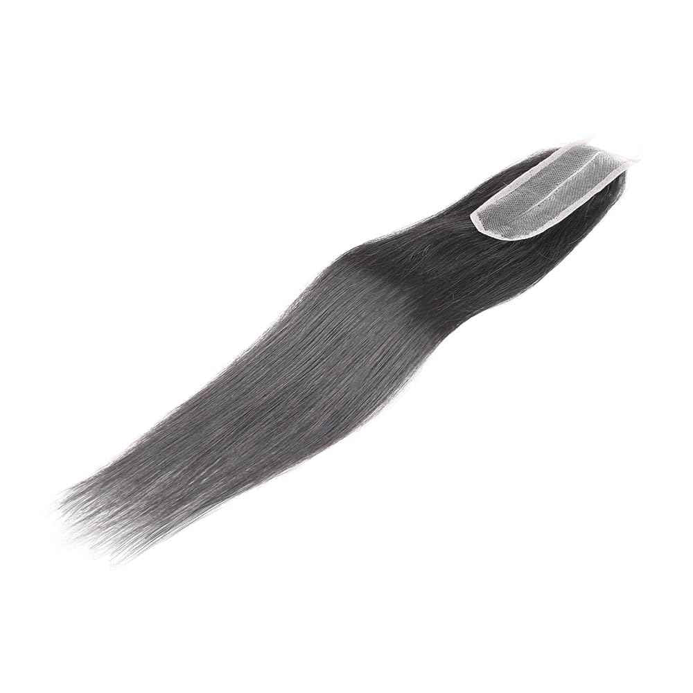 Straight Lace 2x6 Kim K Closure Hand-Tied 100% Brazilian Virgin High Ratio Human Hair Transparent Lace Closure Deep Central/Middle Part Closure Extensions For Women Natural Black Color (16 inch)