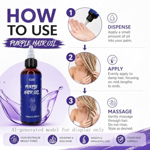 GZE Purple Toning Hair Oil for Blonde - Brass Neutralizer, 100ml