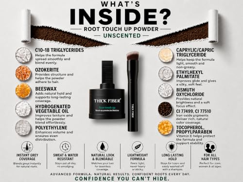 Thick Fiber Root Touch Up Set - Auburn Hair Concealer Powder & Brush