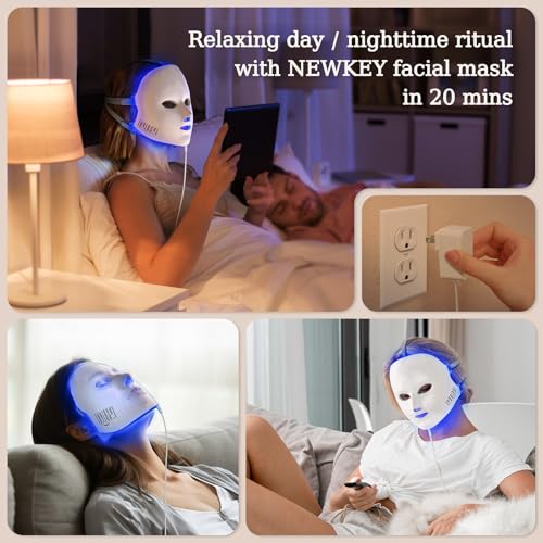 NEWKEY Blue Light Therapy Mask for Acne - Full Face LED Treatment