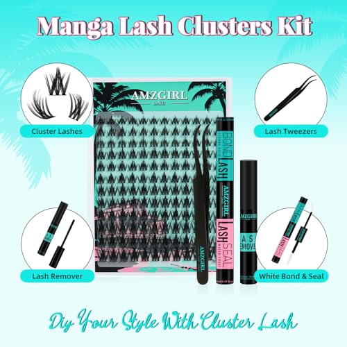 Fairy Eyelash Clusters DIY 144Pcs Lash Extension Kit Natural Lashes Clusters Kit with Lash White Bond and Seal,Lash Remover and Tweezers for Anime Cluster Eyelash Extensions Kit(Holiday-C-8-18mm)