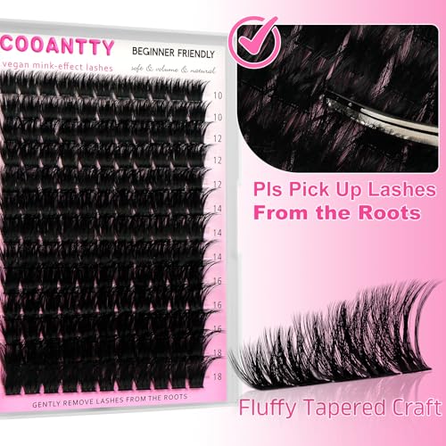 Fluffy Lash Clusters 200D Mink Effect Volume Eyelashes 10-18mm