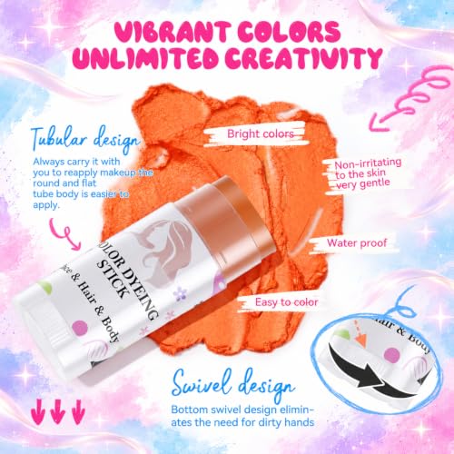 PPUPXQZ Temporary Hair Color Stick - 9 Pearl Washable Shades for Hair, Face & Body