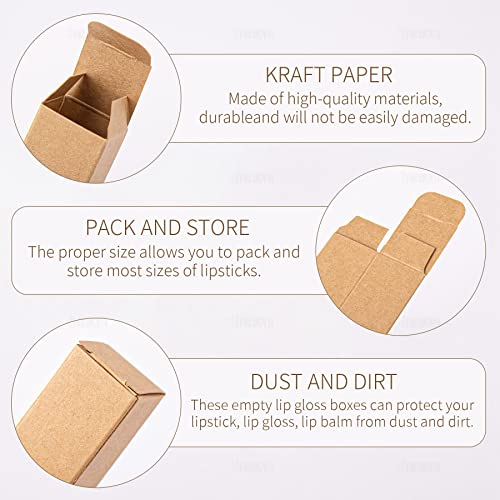 AUEAR, 50 Pack Kraft Paper Lipstick Boxes Empty Lip Gross Box 3.35"x1.1"x1.1" Rectangle Balm Perfume Essence Oil Packaging Cases for DIY Gloss Gift Packing