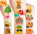 96 PCS Hawaiian Luau Temporary Tattoos for Kids