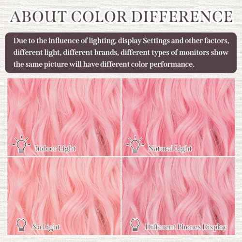 Pink Wig 26 inch Long Wavy Pink Wigs for Women, 13X4X1 HD T-part Synthetic Lace Front Wig Natural Looking As Human Hair Middle Part Pre Plucked Glueless Wigs for Daily Party Cosplay Use (T2313#)