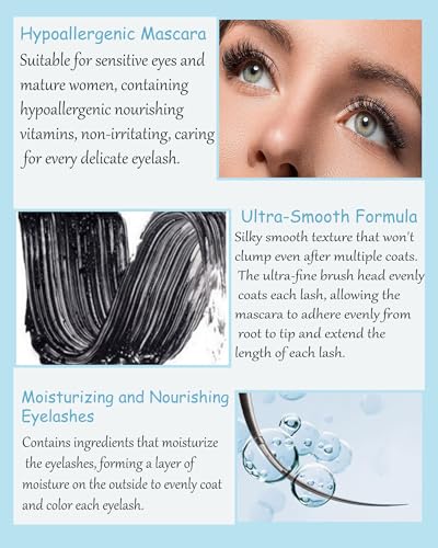 Waterproof Mascara for Older Women 60+, Volumizing & Hypoallergenic