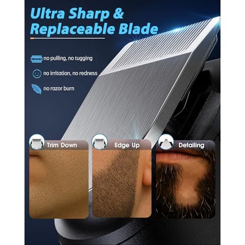 Beard Mustache Trimmer with 3 Attachments, 40 Adjustable Precisions, Waterproof, 240 Min Runtime - Personal Body Hair Trimmer for Men & Women Gift Choice