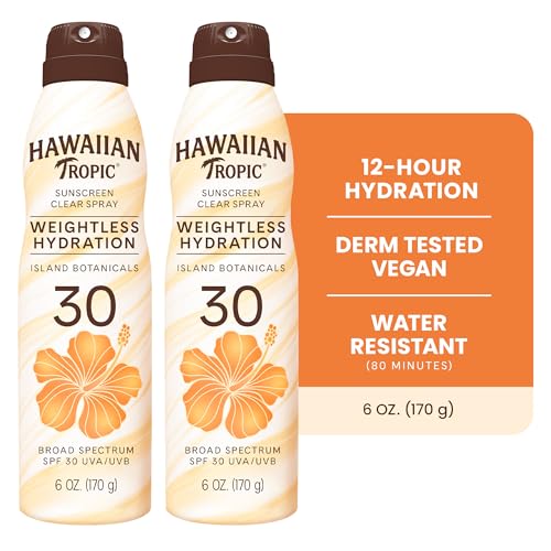 Hawaiian Tropic Weightless Hydration Clear Spray SPF 30, 2-Pack (6 oz)