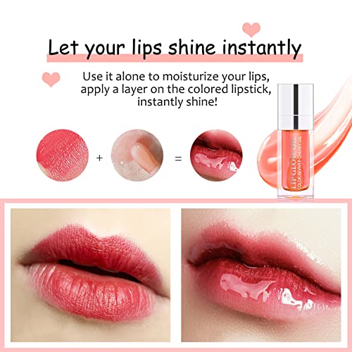 Gegong 6ml Hydrating Lip Glow Oil, Transparent Plumping Lip Gloss, Moisturizing Lip Oil Gloss Lip Oil Tinted for Lip Care and Dry Lips (015# Cherry)