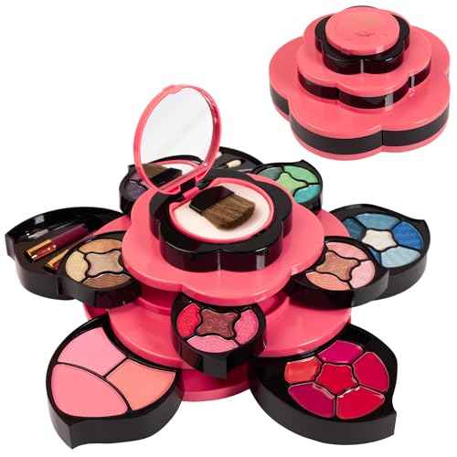 Toysical Makeup Kit for Teens - Flower Palette Gift Set for Teen Girls and Women - Makeup for Girls 10-12 - Petals Expand to 3 Tiers - Variety Shade Array - Full Starter Kit for Beginners