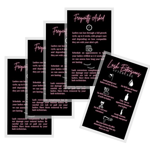 Lash Extension Aftercare Cards - 50 Pack, 2x3.5" Business Card Size