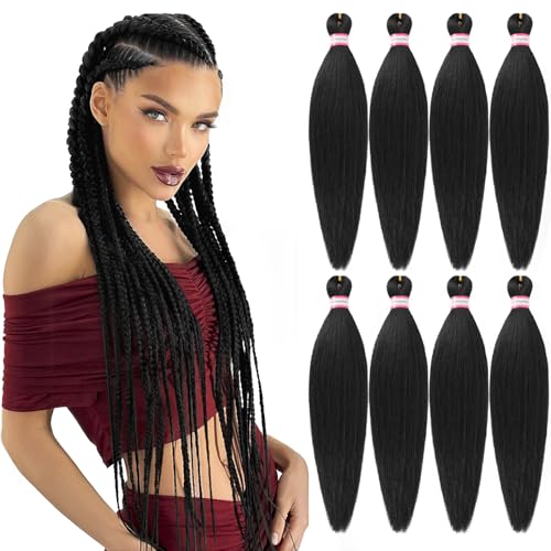 Dorsanee Pre-Stretched Braiding Hair 20" - 8 Pack Natural Black
