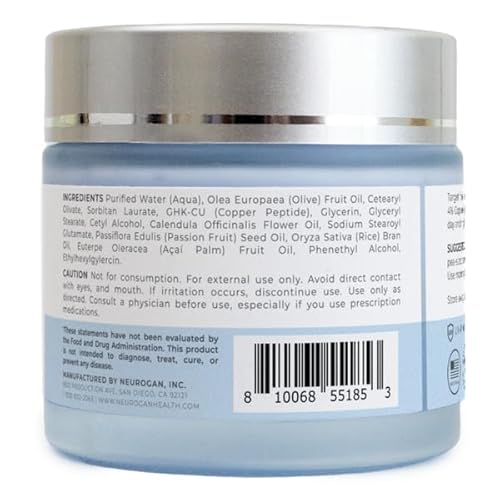 Neurogan GHK-Cu Copper Peptide Face Cream | 4% Peptides for Skin Firmness & Deep Hydration | Daily Facial Moisturizer with 2400 MG GHK-Cu, 2oz