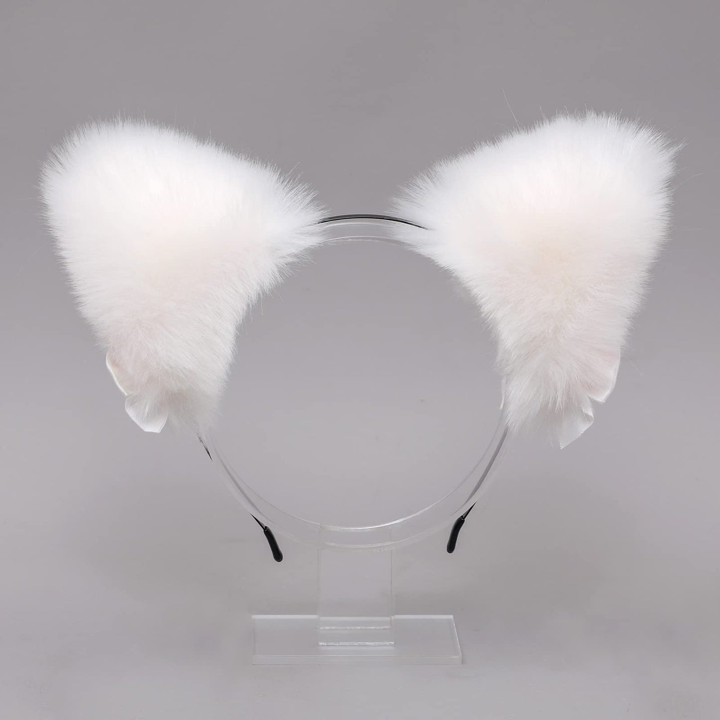 ZTL Cat Fox Wolf Faux Fur Ears Headband with Bowknot Bell Halloween Cosplay Party Costume Headwear