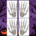 Halloween Skeleton Hand Temporary Tattoos - 4 Sheet Waterproof Set