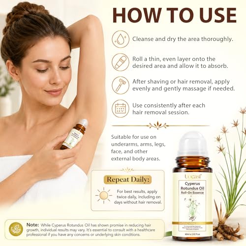 Cyperus Rotundus Hair Reduction Oil Roll-On, 2 Fl Oz
