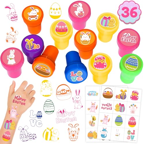 Easter Party Favors Set - 24 Temporary Tattoos & 12 Stamps