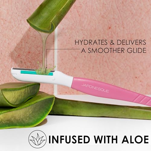 JAPONESQUE Dermaplaner for Facial Hair Removal & Exfoliation with Aloe Comfort Strip - 3 Pack