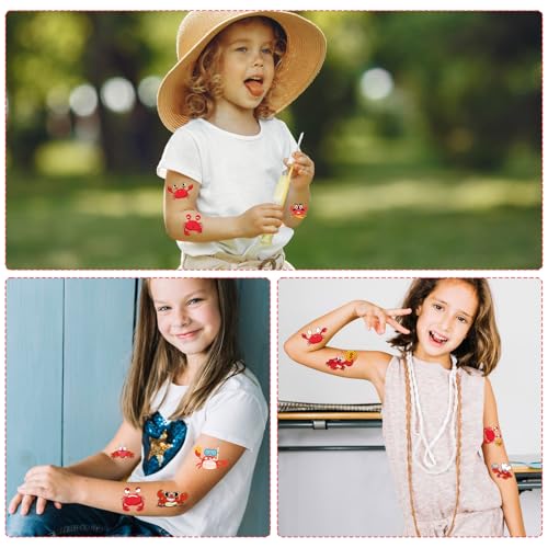 Crab Temporary Tattoo Stickers - 200+ Pieces, 8 Sheets