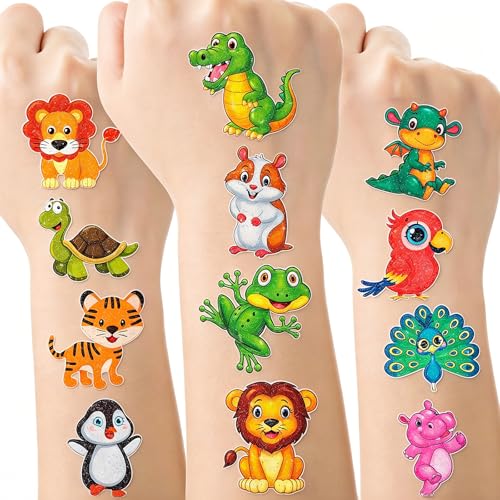 Habett Glitter Temporary Tattoos for Kids, 144-Pack