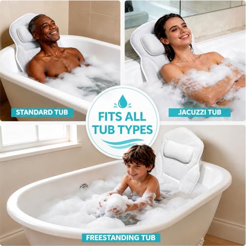 Full Body Bath Pillow with Lumbar Support & Suction Cups