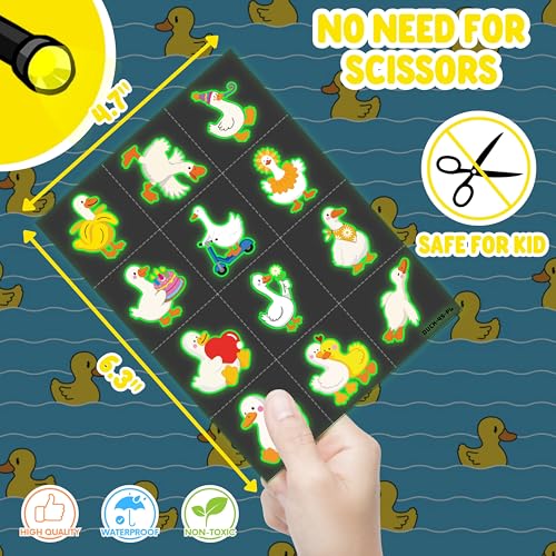 72 PCS Duck Party Favors Set - LED Finger Lights & Glow Tattoos