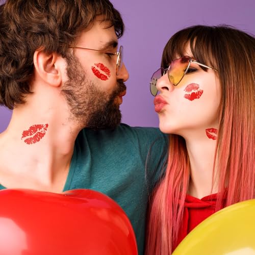 Red Lip Print Temporary Tattoos - Waterproof Fake Tattoos