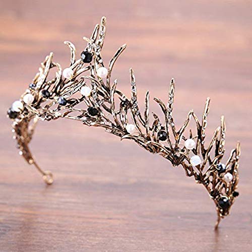 Vintage Witch Crown Tiara, Crystal Bridal Wedding Hair Head Band Wear for Cosplay(w/Gift Box)