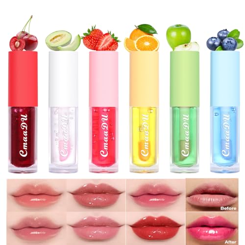 Joyeee Tinted Lip Oil Gloss Set - 6 Pack Moisturizing Lip Plumper